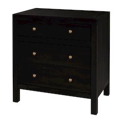 Nora 25 in. W Rectangular Wood 3 Drawer Nightstand, Coffee