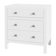 Nora 25 in. W Rectangular Wood 3 Drawer Nightstand, White