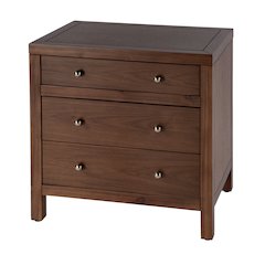 Nora 25 in. W Rectangular Wood 3 Drawer Nightstand, Medium Brown