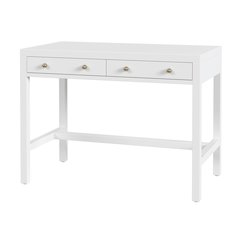 Nora 40 in. W Rectangular Wood 2 Drawer Writing Desk, Smooth White