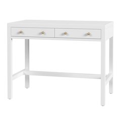 Nora 40 in. W Rectangular Wood 2 Drawer Writing Desk, White