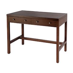 Nora 40 in. W Rectangular Wood 2 Drawer Writing Desk, Medium Brown