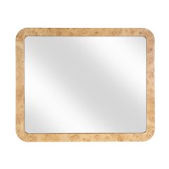 Cora 44 in. W x 36 in. H Rectangular Burl Wall Mirror, Tan