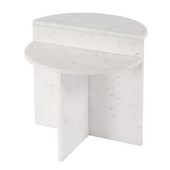 Vienna 19.5 in. W Round 100% Marble Accent Table, White