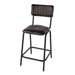 Waylon 31.5 in. Seat Height Leather Bar Height Stool, Black, Brown