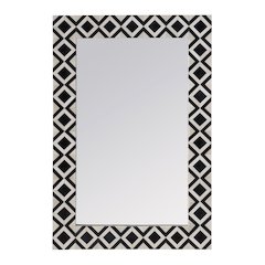 Verona 24 in. W x 36" H Rectangular Bone-Inlay Wall Mirror, Black, White