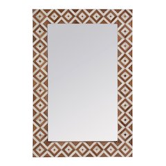 Verona 24 in. W x 36" H Rectangular Bone-Inlay Wall Mirror, Brown, Tan