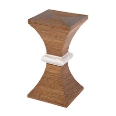 Marikit 13" W Square Wood and Arorog Inlay Side Table, Brown
