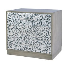 Maganda 32 in. W Wood and Tortoise Capiz 3 Drawer Chest, Gray