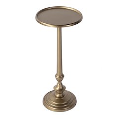 Astoria 10 in. W Round Metal Pedestal Base End Table, Antique Gold