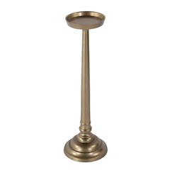 Tilly 7 in. W Round All Metal Pedestal Base End Table, Antique Gold