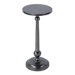 Sterling 10 in. W Round All Metal Pedestal Base End Table, Silver