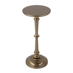 Alisa 10 in. W Round All Metal Pedestal Base End Table, Antique Gold