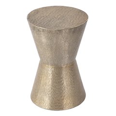 Flen 12 in. W Round Aluminum Modern End Table, Silver