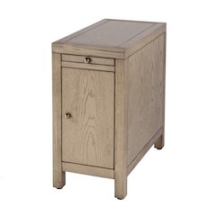 12 in. W Rectangular Wood 1 Door Narrow End Table with Pull-Out Tray