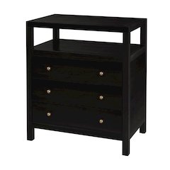 27 in. W Rectangular Wood 3 Drawer Tall Nightstand with Open Shelf on Top