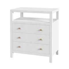 Nora 27 in. W Wood 3 Drawer Tall Nightstand with Shelf, Textured White