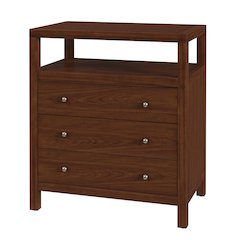 27 in. W Rectangular Wood 3 Drawer Tall Nightstand with Open Shelf on Top