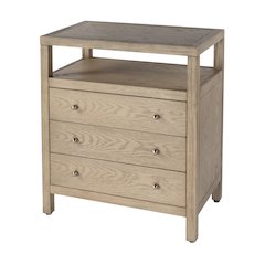 27 in. W Rectangular Wood 3 Drawer Tall Nightstand with Open Shelf on Top