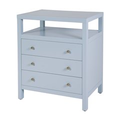 Nora 27 in. W Wood 3 Drawer Tall Nightstand with Shelf, Light Blue