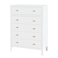 Nora 36 in. W Rectangular Wood 5 Drawer Tall Dresser, Smooth White