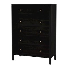 Nora 36 in. W Rectangular Wood 5 Drawer Tall Dresser, Coffee