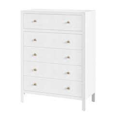 Nora 36 in. W Rectangular Wood 5 Drawer Tall Dresser, White