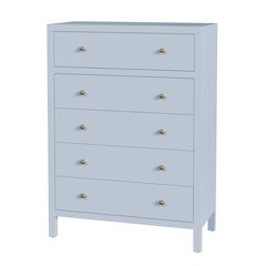 Nora 36 in. W Rectangular Wood 5 Drawer Tall Dresser, Light Blue