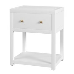 Nora 21 in. W Wood 1 Drawer Small Nightstand with Shelf, White