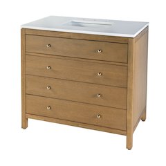 Nora 36 in W Quartz Top Single Sink Bathroom Vanity Set, Natural