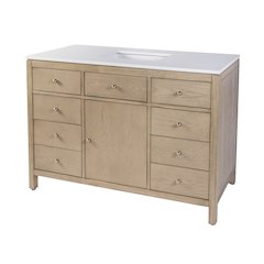 Nora 48 in. W Quartz Single Sink Bathroom Vanity Set, Light Brown