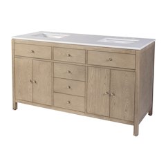 Nora 60 in. W Quartz Single Sink Bathroom Vanity Set, Light Brown