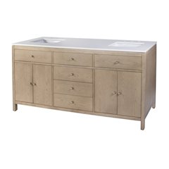 Nora 72 in. W Quartz Double Sink Bathroom Vanity Set, Light Brown