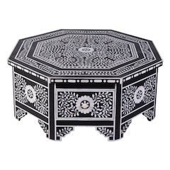 Blackwell 40.25" W Octagonal Bone In-Lay Coffee Table, Black, White