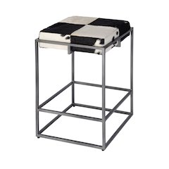 Stinson 26.5" Seat Height Hair on Hide Counter Stool, Black, White