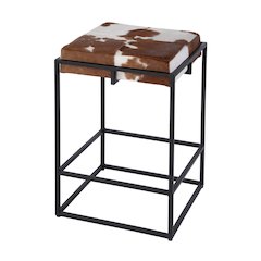 Stinson 26.5" Seat Height Hair on Hide Counter Stool, Black, Brown