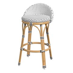 Inez 24 in. Seat Height Rattan Low Back Counter Stool, Black
