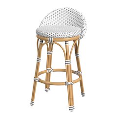 Inez 24 in. Seat Height Rattan Low Back Counter Stool, Gray