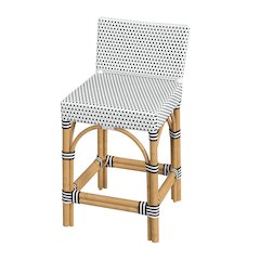 Amalfi 24.5 in. Seat Height Outdoor Counter Stool, Black and White