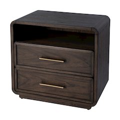 Keenan 28 in. W Rectangular Wood 2 Drawer Nightstand, Dark Brown