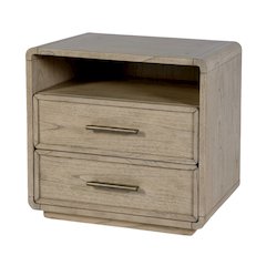 Keenan 28 in. W Rectangular Wood 2 Drawer Nightstand, Medium Brown