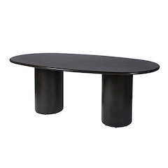 Kersten 84 in. W Oval Wood Pedestal Dining Table, Coffee