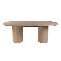 Kersten 84 in. W Oval Wood Pedestal Dining Table, Light Brown