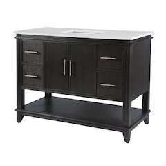 Reece 48 in. W Quartz Top Single Sink Bathroom Vanity, Coffee