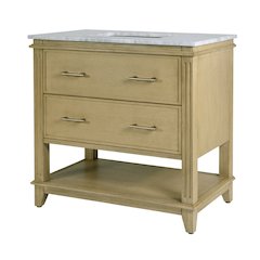 Lois 36 in. W Wood & Marble Single Sink Bathroom Vanity, Light Brown