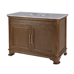 Colorado 48"W Marble Top Single Sink Bathroom Vanity, Walnut