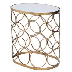 Talulah Oval Marble Side Table, Gold