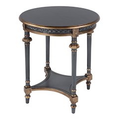 Hellinger 24 in. W Round Wood Tall End Table with Open Shelf, Pastel Blue