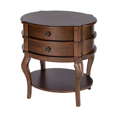 Ethel 25 in. W Oval Wood 2 Drawer Accent Table, Brown