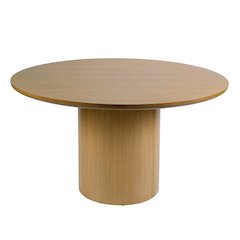 Coral 54 in. W Round Wood Pedestal Dining Table, Light Brown